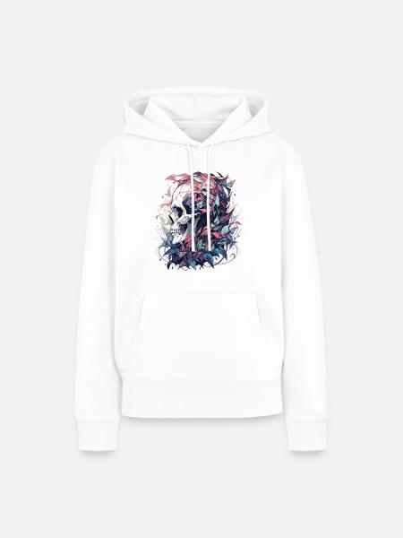 Totenkopf - Frauen Premium Bio Hoodie - Weiß
