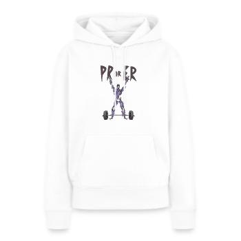 PR ou ER Fitness Workout Bodybuilder - Sweat à capuche Premium bio Femme - blanc - Devant - Julia (174cm)