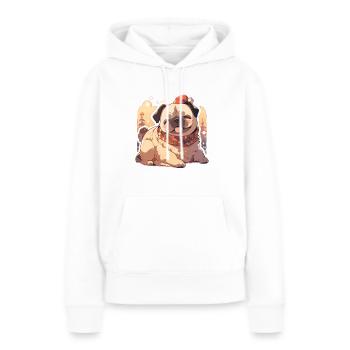 Carlin Carlin Chien Carlin Noël Carlin Noël - Sweat à capuche Premium bio Femme - blanc - Devant - Julia (174cm)