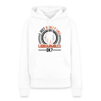J’aime bien les Labradoodles - Sweat à capuche Premium bio Femme - blanc - Devant - Julia (174cm)
