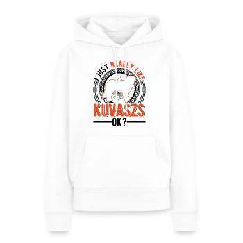 J’aime bien Kuvasz - Sweat à capuche Premium bio Femme - blanc - Devant - Julia (174cm)