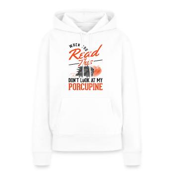 Porc-épic amateur Porc-épic - Sweat à capuche Premium bio Femme - blanc - Devant - Julia (174cm)