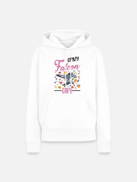 Verrücktes Falken Mädchen - Frauen Premium Bio Hoodie - Weiß
