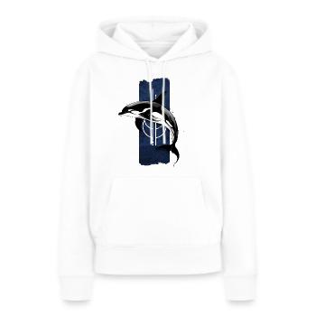 Ocean Monarch: Majestätischer Schwertwal - Frauen Premium Bio Hoodie - Weiß - Vorne - Julia (174cm)