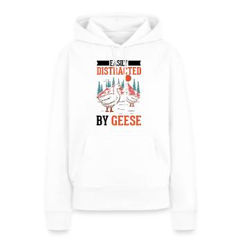 Facilement distrait par les oies Oies Éleveur d’oies Oies - Sweat à capuche Premium bio Femme - blanc - Devant - Julia (174cm)