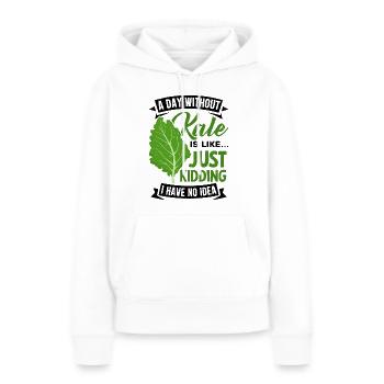 Véganisme végétarien au chou frisé - Sweat à capuche Premium bio Femme - blanc - Devant - Julia (174cm)