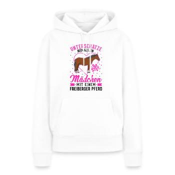 Freiberger Pferd Mädchen - Frauen Premium Bio Hoodie - Weiß - Vorne - Julia (174cm)