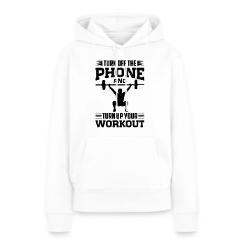 Guide d’étiquette et d’hygiène au gymnase - Sweat à capuche Premium bio Femme - blanc - Devant - Julia (174cm)