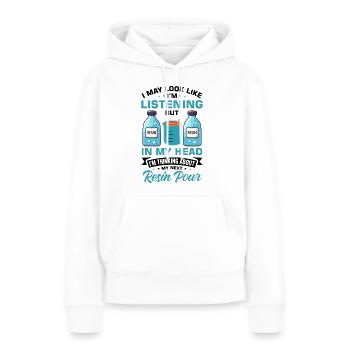Drôle de dicton en résine époxy - Sweat à capuche Premium bio Femme - blanc - Devant - Julia (174cm)