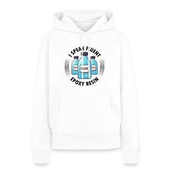 Drôle de dicton en résine époxy - Sweat à capuche Premium bio Femme - blanc - Devant - Julia (174cm)