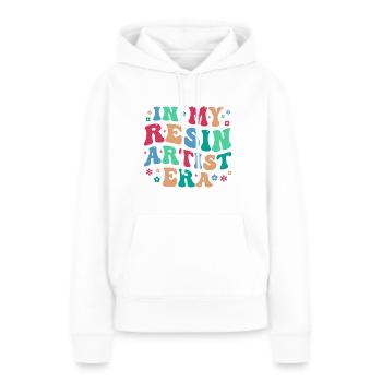Drôle de dicton en résine époxy - Sweat à capuche Premium bio Femme - blanc - Devant - Julia (174cm)