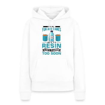 Drôle de dicton en résine époxy - Sweat à capuche Premium bio Femme - blanc - Devant - Julia (174cm)