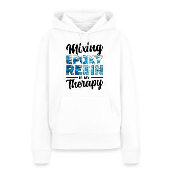 Drôle de dicton en résine époxy - Sweat à capuche Premium bio Femme - blanc - Devant - Julia (174cm)