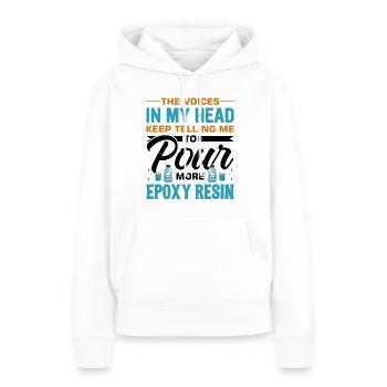 Drôle de dicton en résine époxy - Sweat à capuche Premium bio Femme - blanc - Devant - Julia (174cm)