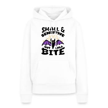 Chauve-souris Halloween Petite Sensible Mais Mordra - Sweat à capuche Premium bio Femme - blanc - Devant - Julia (174cm)
