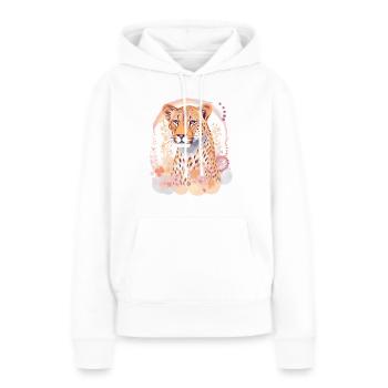 Guépard Fleurs de guépard - Sweat à capuche Premium bio Femme - blanc - Devant - Julia (174cm)