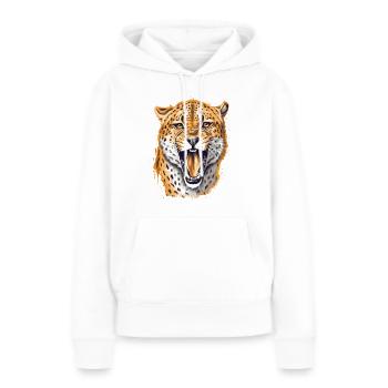 Gepard Cheetah - Frauen Premium Bio Hoodie - Weiß - Vorne - Julia (174cm)
