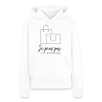 Ich kann nicht einkaufen gehen - Frauen Premium Bio Hoodie - Weiß - Vorne - Julia (174cm)
