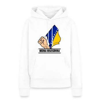 Flagge Bosnien und Herzegowina fausttext - Frauen Premium Bio Hoodie - Weiß - Vorne - Julia (174cm)