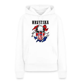 Croates Croates Croates Croatine Hrvatska Croatie - Sweat à capuche Premium bio Femme - blanc - Devant - Julia (174cm)