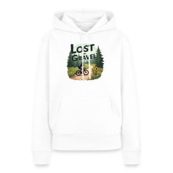 Perdu sur le gravier Vélo de gravier Vélos de gravier - Sweat à capuche Premium bio Femme - blanc - Devant - Julia (174cm)