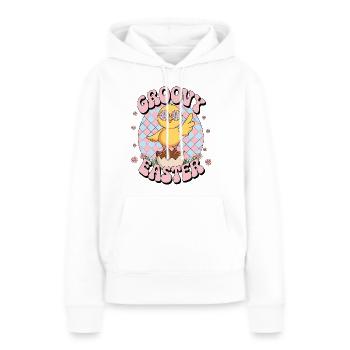 Pâques groovy - Sweat à capuche Premium bio Femme - blanc - Devant - Julia (174cm)