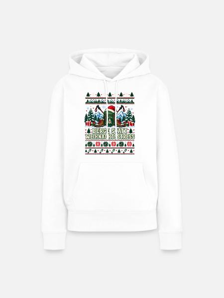 Berge statt Weihnachtsstress - Frauen Premium Bio Hoodie - Weiß