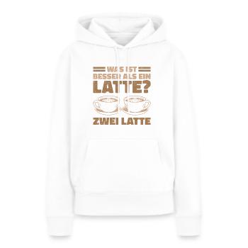 Was ist besser als ein Latte? Zwei Latte Lieblings - Frauen Premium Bio Hoodie - Weiß - Vorne - Julia (174cm)
