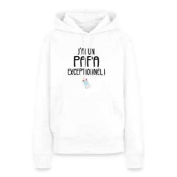 J'ai un Papa Exceptionnel - Sweat à capuche Premium bio Femme - blanc - Devant - Julia (174cm)