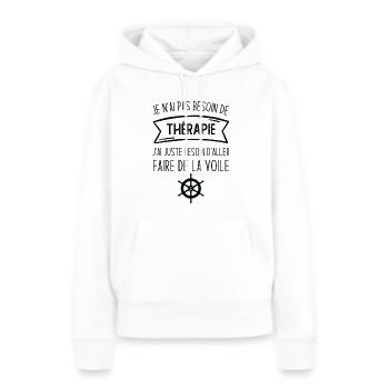 J'ai juste besoin d'aller faire de la voile - Sweat à capuche Premium bio Femme - blanc - Devant - Julia (174cm)