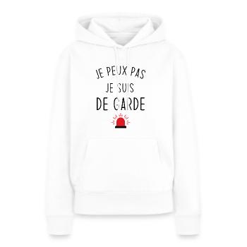 Je peux pas je suis de garde - Sweat à capuche Premium bio Femme - blanc - Devant - Julia (174cm)