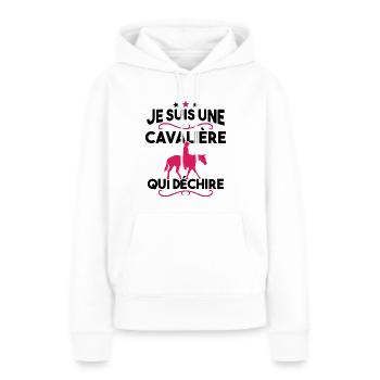 Je suis une cavalière qui déchire - Sweat à capuche Premium bio Femme - blanc - Devant - Julia (174cm)