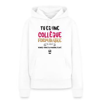 Collègue Et Café Citation Partage Café - Sweat à capuche Premium bio Femme - blanc - Devant - Julia (174cm)