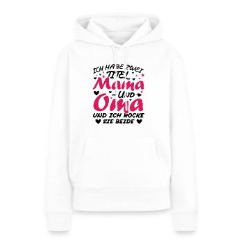 Ich Habe Zwei Titel Mama Und Oma - Frauen Premium Bio Hoodie - Weiß - Vorne - Julia (174cm)