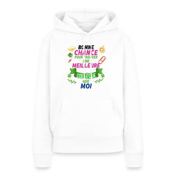 Collègue Femme Départ Humour Amie Femme - Sweat à capuche Premium bio Femme - blanc - Devant - Julia (174cm)