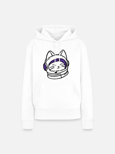 Weltraum-Katze - Frauen Premium Bio Hoodie - Weiß