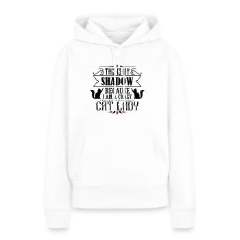 Madame folle de chat - Sweat à capuche Premium bio Femme - blanc - Devant - Julia (174cm)