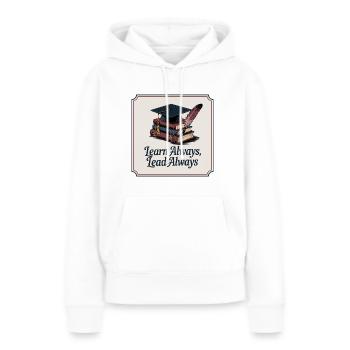Learn Always, Lead Always - Frauen Premium Bio Hoodie - Weiß - Vorne - Julia (174cm)