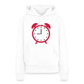 Wecker - Frauen Premium Bio Hoodie - Weiß - Vorne - Julia (174cm)