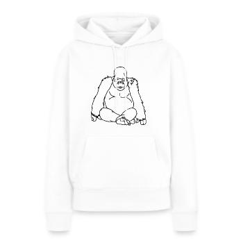 sitzender Gorilla / Menschenaffe als Umriss - Frauen Premium Bio Hoodie - Weiß - Vorne - Julia (174cm)