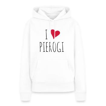 J'aime pierogi | Spécialités alimentaires polonaises - Sweat à capuche Premium bio Femme - blanc - Devant - Julia (174cm)
