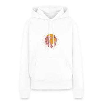 Frühlings-T-Shirt "Frau und Schmetterling" - Frauen Premium Bio Hoodie - Weiß - Vorne - Julia (174cm)