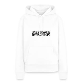 Chaque image raconte une histoire - Sweat à capuche Premium bio Femme - blanc - Devant - Julia (174cm)