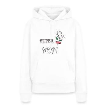 Super Maman - Sweat à capuche Premium bio Femme - blanc - Devant - Julia (174cm)