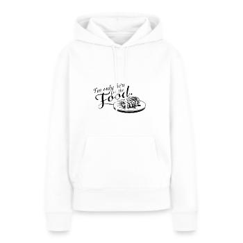 Je ne suis ici que pour la nourriture. - Sweat à capuche Premium bio Femme - blanc - Devant - Julia (174cm)