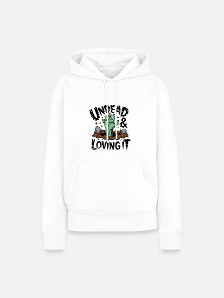 Zombie-Hand - Undead & Loving It - Frauen Premium Bio Hoodie - Weiß