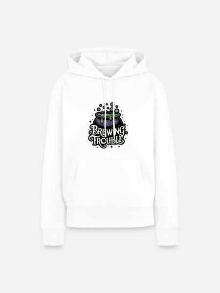 Hexenkessel – Brewing Trouble - Frauen Premium Bio Hoodie - Weiß