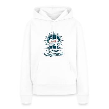 Winter Wonderland - Boule à neige avec village - Sweat à capuche Premium bio Femme - blanc - Devant - Julia (174cm)