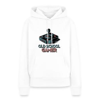 Old School Gamer – Joystick rétro - Sweat à capuche Premium bio Femme - blanc - Devant - Julia (174cm)