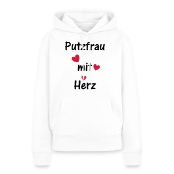 Putzfrau mit Herz - Frauen Premium Bio Hoodie - Weiß - Vorne - Julia (174cm)